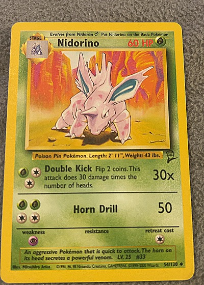 1999 Pokémon #54/130 Nidorino — front