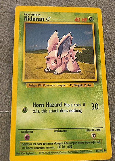 1999 Pokémon #55/102 Nidoran ♂ — front