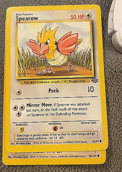 1999 Wizards of the Coast #92/130 Spearow — front