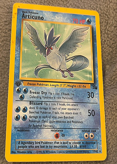 1999 Wizards of the Coast #17/62 Articuno — front