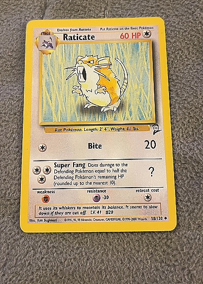 1999 Wizards of the Coast #58/130 Raticate — front