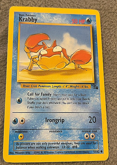 1999 Pokémon #51/62 Krabby — front