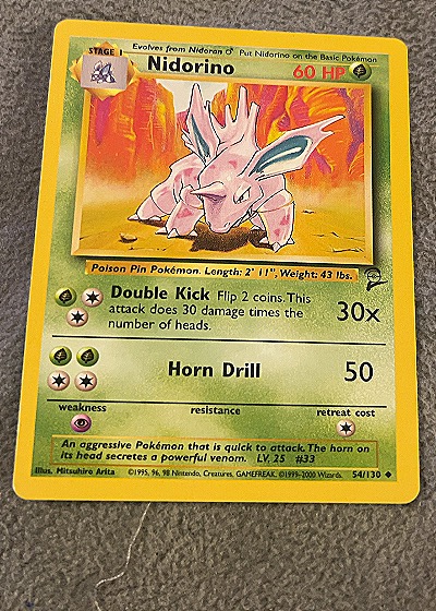 1999 Pokemon #54/130 Nidorino — front