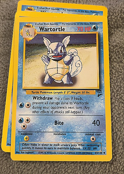 1999 Pokemon #63/130 Wartortle — front