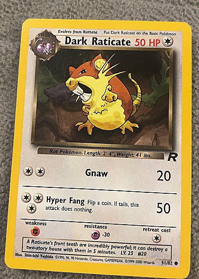 2000 Pokémon #51/82 Dark Raticate — front