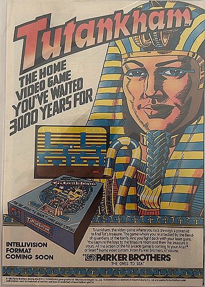 1983 Tutankham Parker Brothers Video Game Promo Ad — front