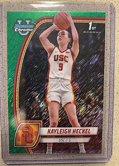 2024-25 Bowman University Chrome #43 Kayleigh Heckel Green Shimmer 1st Bowman — front