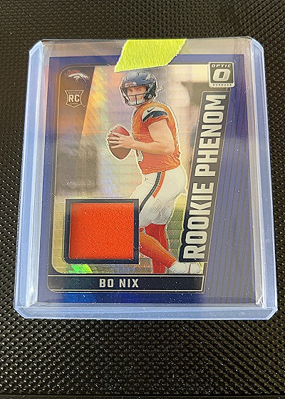 2024 Panini Donruss Optic #RPB-BNX Bo Nix Rookie Phenom Patch Blue Hyper Prizm — front