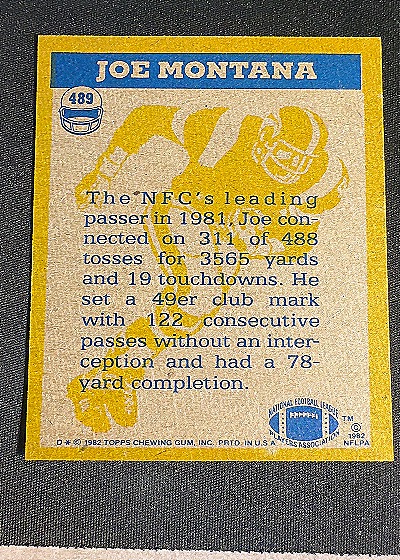 1982 Topps #489 Joe Montana — front