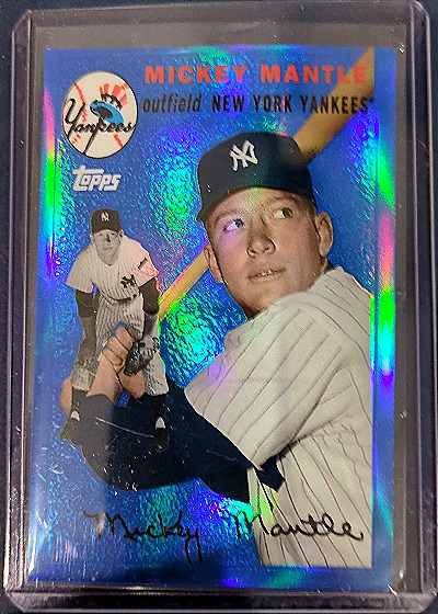 2008 Topps Chrome Mickey Mantle 1954 Topps Blue Refractor — front