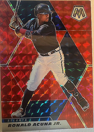 2021 Panini Mosaic #109 Ronald Acuna Jr. Red Reactive Prizm — front
