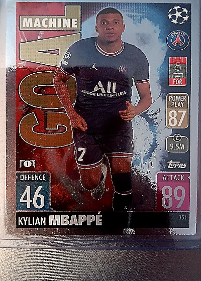 2021-22 Topps Match Attax Goal Machine #151 Kylian Mbappé — front