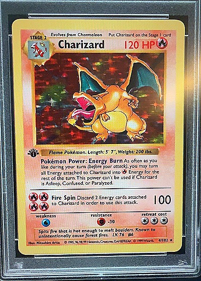 1999 Pokémon Base Set 4/102 Charizard — front
