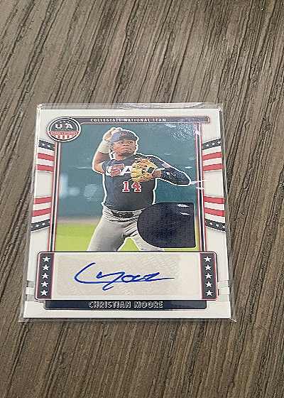 2024 Panini Stars & Stripes Christian Moore Collegiate National Team Autograph Patch — front