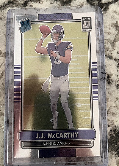 2024 Panini Donruss Optic #10 J.J. McCarthy 2014 Retro Series RC Minnesota Vikings — front