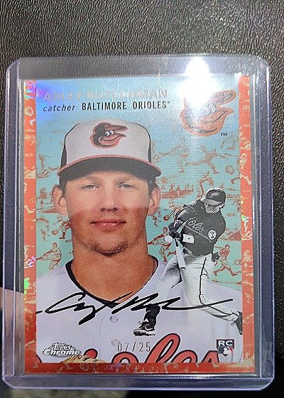 2023 Topps Chrome Platinum Anniversary Adley Rutschman RC Orange Wave #/25 — front