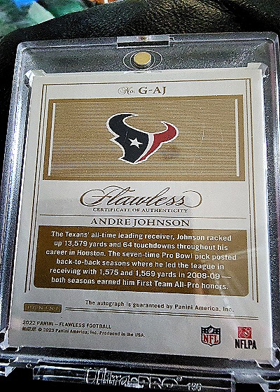 2022 Panini Flawless Andre Johnson #G-AJ — front
