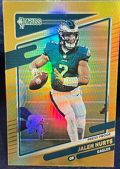 2021 Donruss Press Proof Gold Jalen Hurts Eagles — front