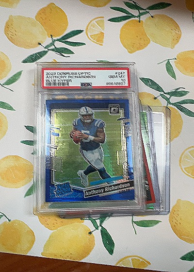 2023 Panini Donruss Optic #247 Anthony Richardson Blue Hyper Prizm Rookie — front