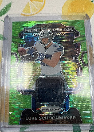 2023 Panini Prizm #RG-LS Luke Schoonmaker Rookie Gear Neon Green Pulsar Patch — front