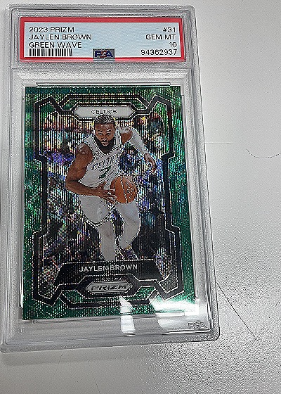 2023 Panini Prizm #31 Jaylen Brown Green Wave — front
