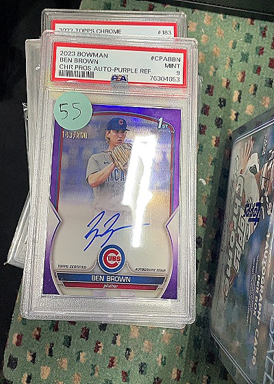 2023 Bowman Chrome Prospect Autographs #CPA-BBN Ben Brown Purple Refractor Auto — front