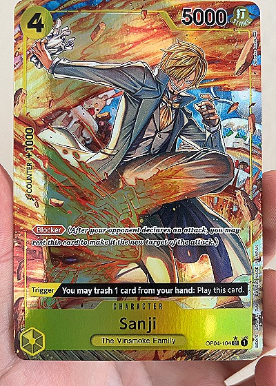 One Piece Card OP04-104 Sanji The Vinsmoke Family Kingdoms of Intrigue — front