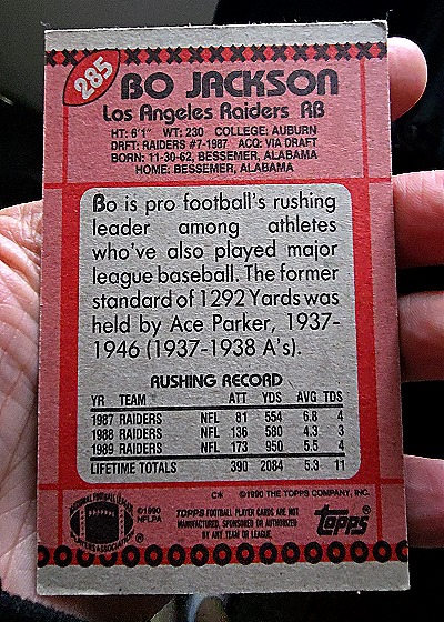 1990 Topps #285 Bo Jackson — front