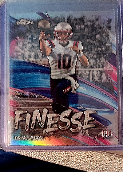 2024 Topps Chrome Football Drake Maye Finesse Rookie Card #F-2 — front