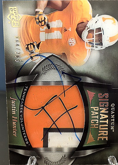 2014 Upper Deck Quantum Signature Patch Justin Hunter #08/265 — front