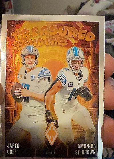 2024 Panini Phoenix Treasured Tandems Jared Goff & Amon-Ra St. Brown #TT-DET — front