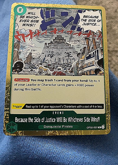 One Piece Card Game OP05-037 Because the Side of Justice Will Be Whichever Side Wins!! — front