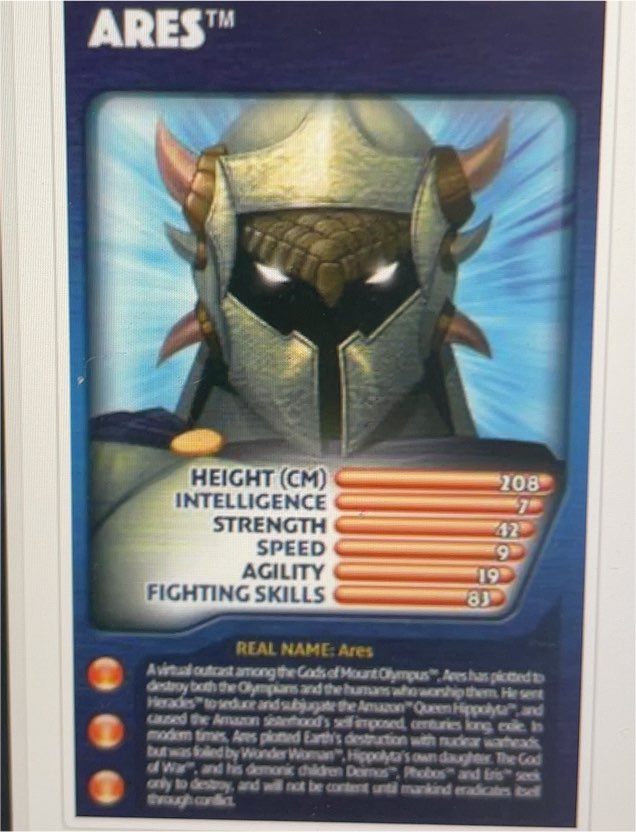 2005 Top Trumps Specials DC Super Heroes #Ares — front