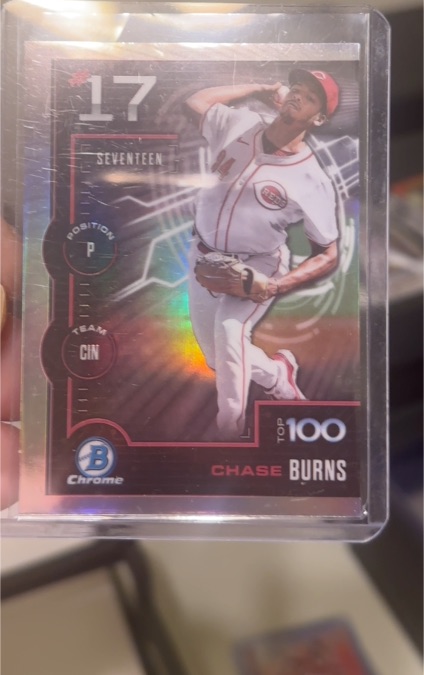 2025 Bowman Chrome Top 100 Prospects #BTP-17 Chase Burns — front