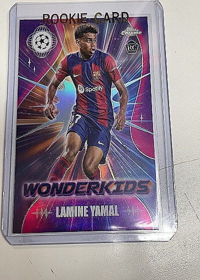 2023-24 Topps Chrome UEFA Club Competitions #WK-3 Lamine Yamal Wonderkids Rookie Card — front