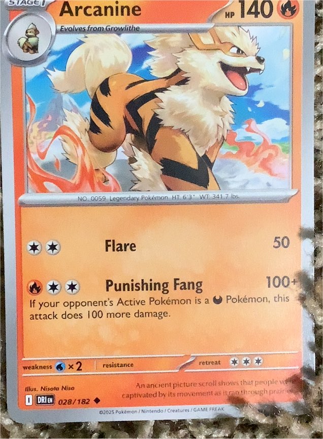 2025 Pokémon Scarlet & Violet Destined Rivals #028 Arcanine — front