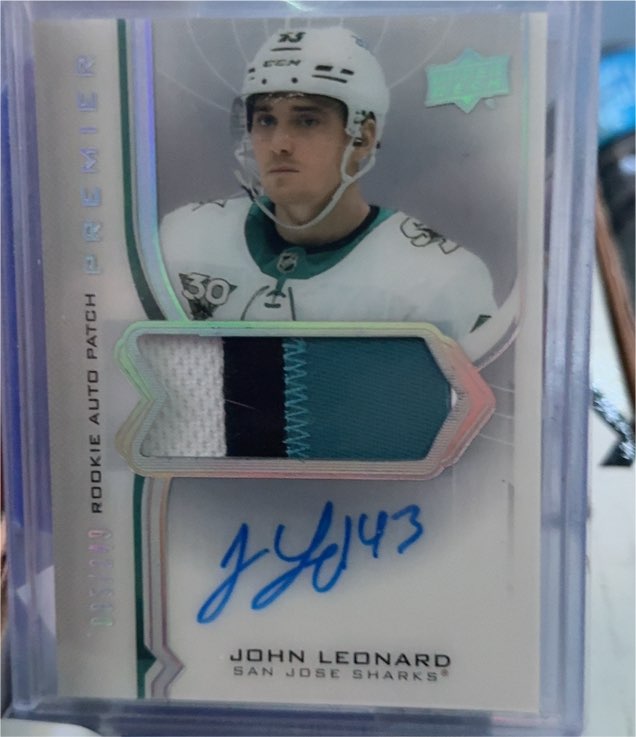 2020-21 Upper Deck Premier Rookie Auto Patch #249 John Leonard — front