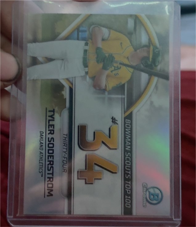 2023 Bowman Chrome #BTP-34 Tyler Soderstrom Oakland Athletics Scouts Top 100 — front