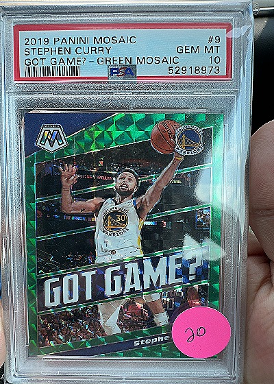 2019 Panini Mosaic #9 Stephen Curry Got Game? Green Mosaic — front