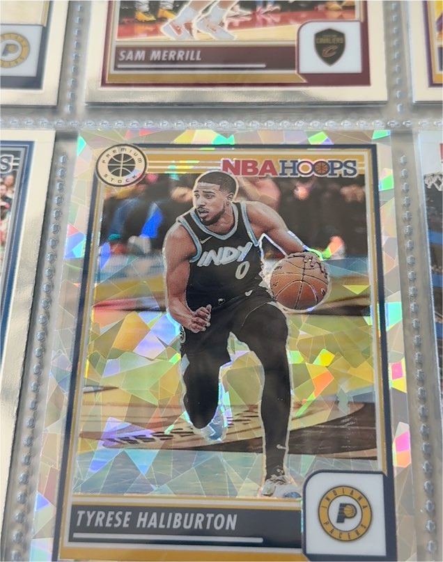 2023-24 Panini NBA Hoops Premium Stock Prizm NEBULA Tyrese Haliburton — front