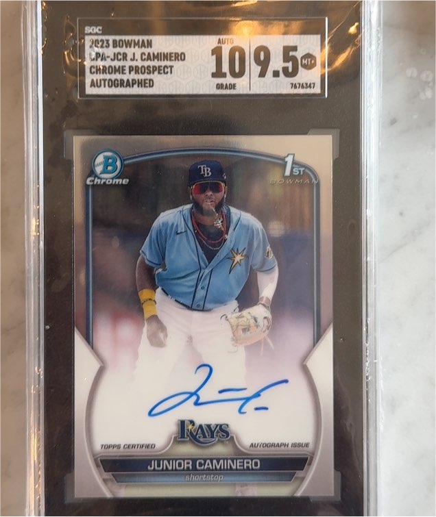 2023 Bowman Chrome Prospect #CPA-JCR Junior Caminero Autographed — front