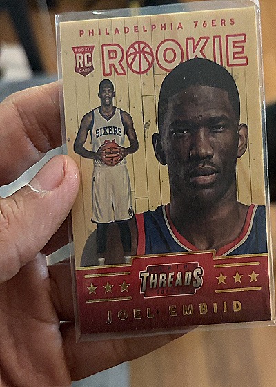2014-15 Panini Threads #331 Joel Embiid Wood Rookie Card — front