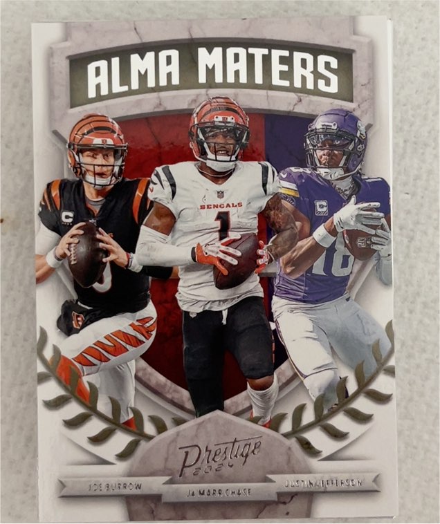 2024 Panini Prestige #23 Joe Burrow, Ja'Marr Chase, Justin Jefferson Alma Maters — front