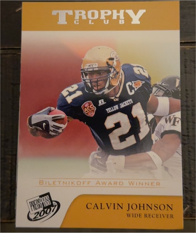 2007 Press Pass Trophy Club #71 Calvin Johnson — front