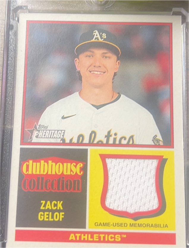 2025 Topps Heritage Clubhouse Collection Relic #CCR-ZG Zack Gelof — front