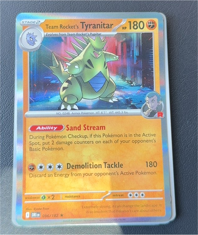 2025 Pokémon Destined Rivals #096 Team Rocket's Tyranitar — front