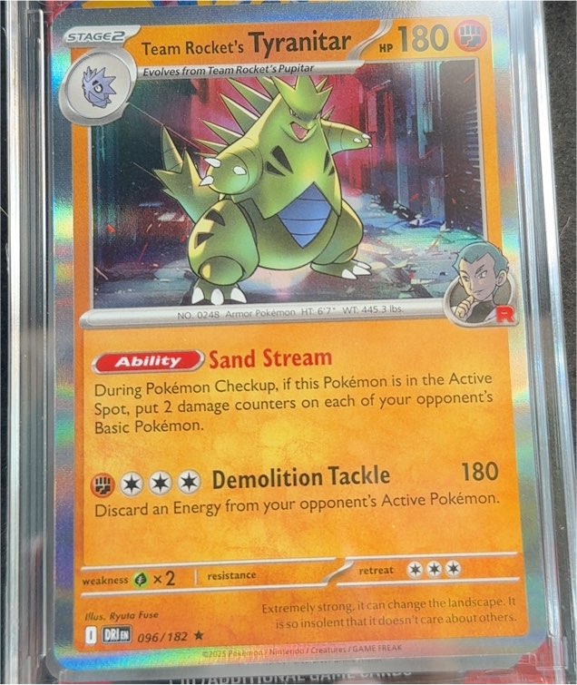 2025 Pokémon SV10 Destined Rivals #96 Team Rocket's Tyranitar — front
