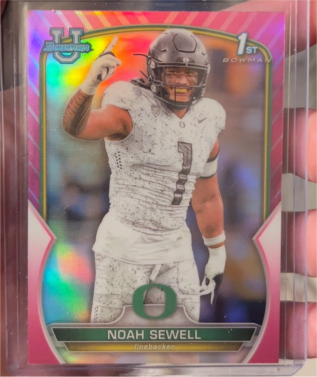 2022 Bowman University Chrome #57 Noah Sewell Pink Refractor — front