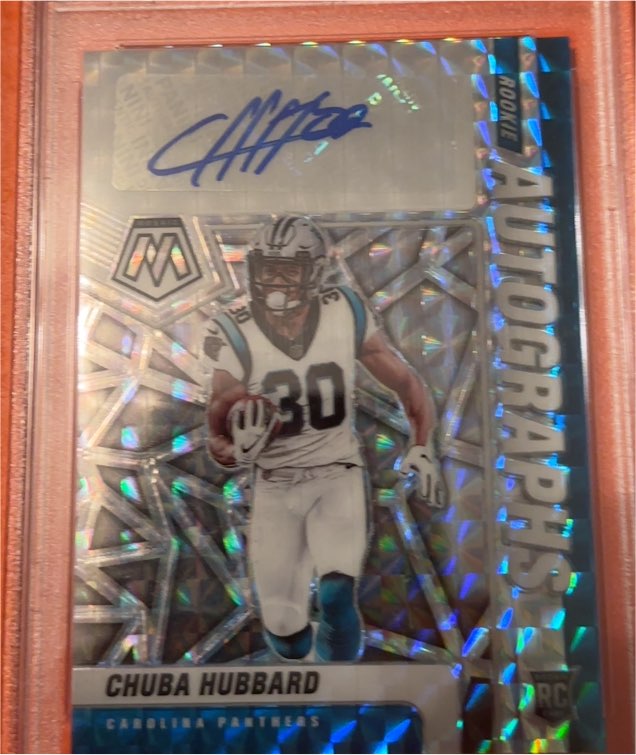 2021 Panini Mosaic Chuba Hubbard Rookie Autograph #RA-25 — front