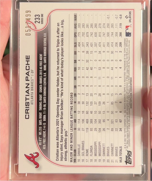 2022 Topps #233 Cristian Pache — front
